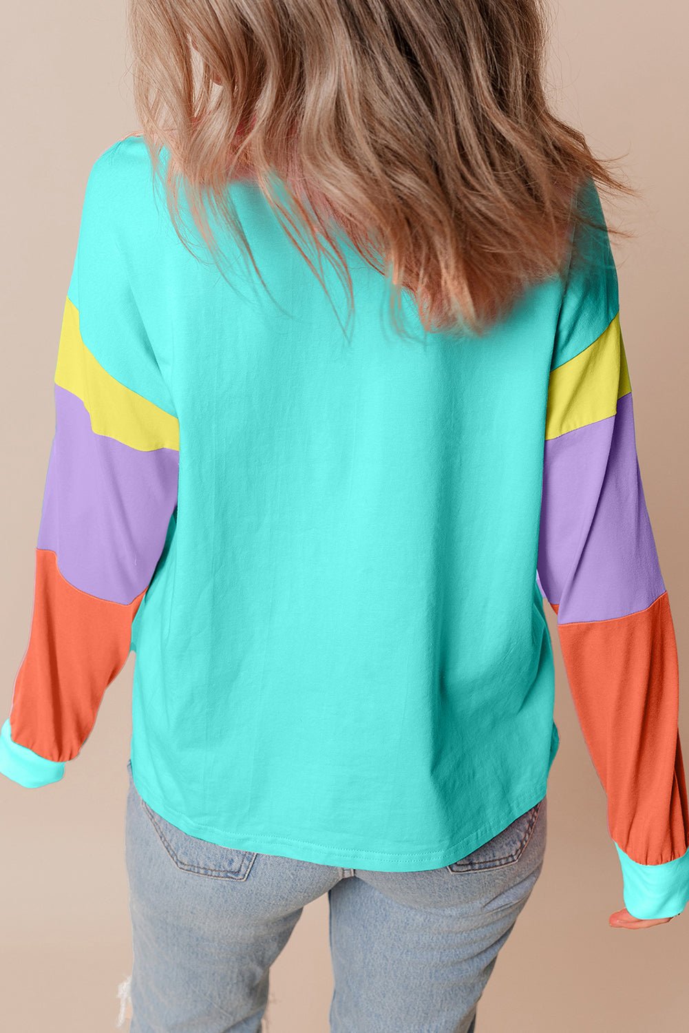 Colorblock Patchwork Long Sleeve Top - Rooted & Reckless Co.