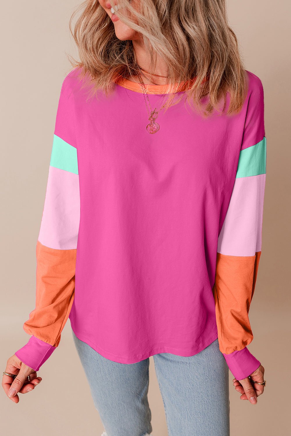 Colorblock Patchwork Long Sleeve Top - Rooted & Reckless Co.