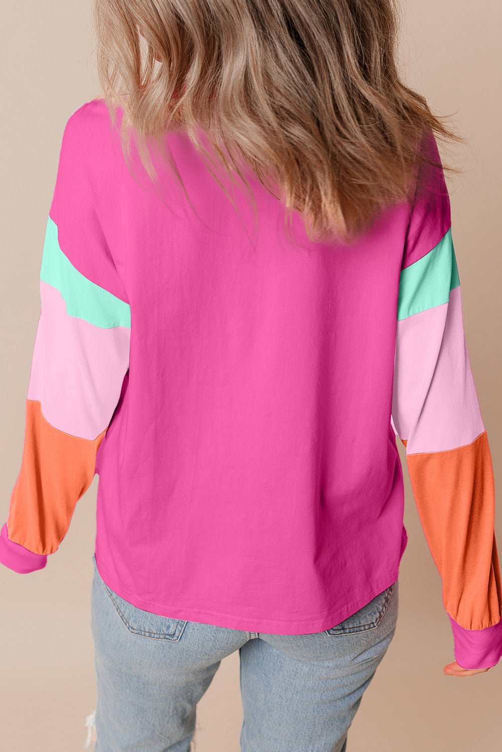 Colorblock Patchwork Long Sleeve Top - Rooted & Reckless Co.