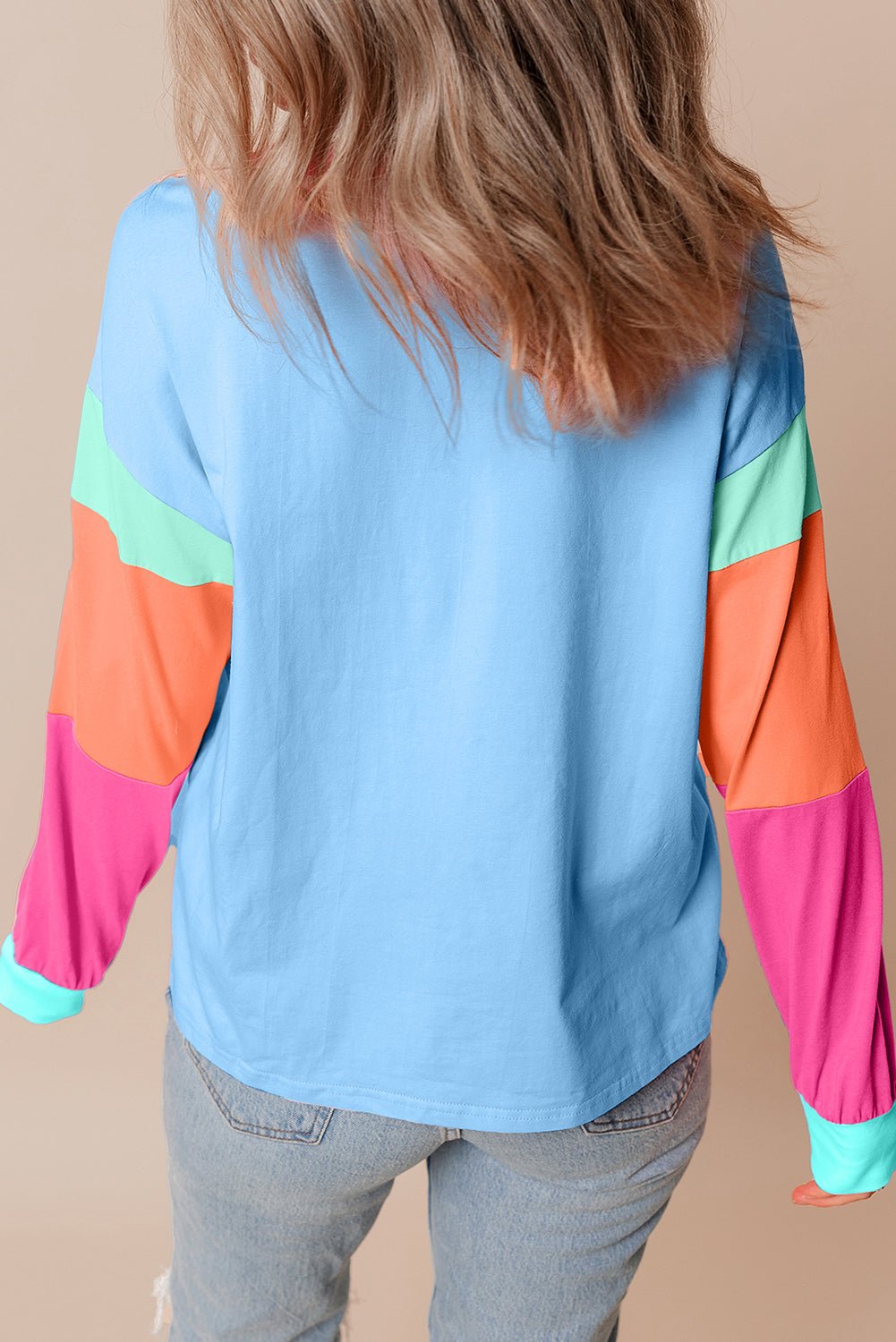 Colorblock Patchwork Long Sleeve Top - Rooted & Reckless Co.