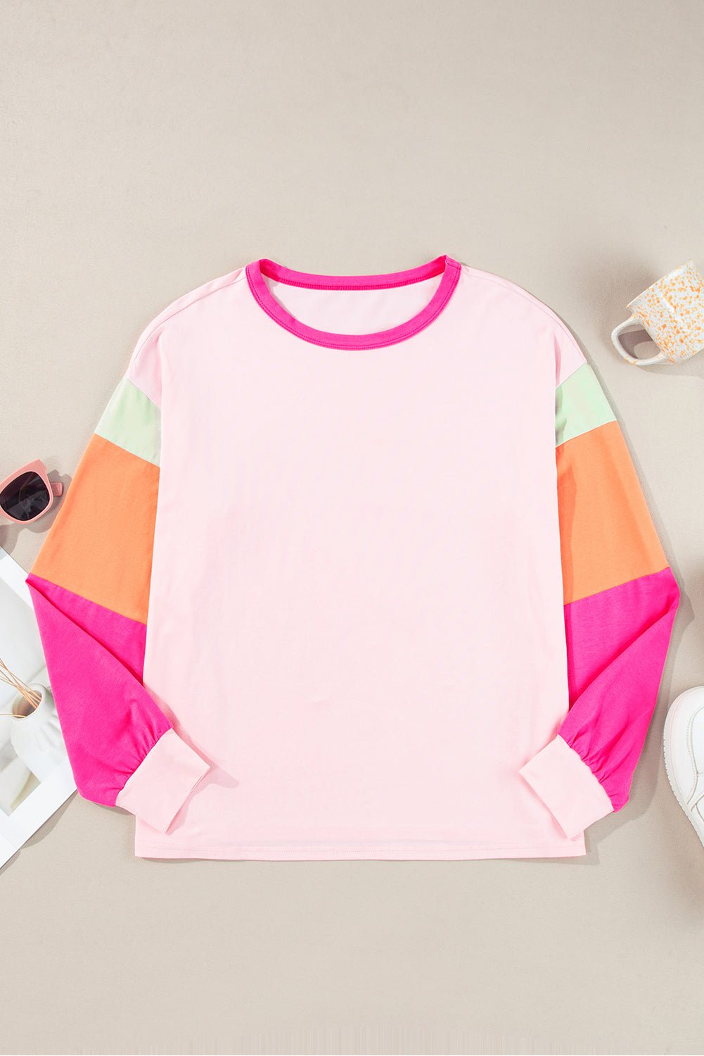 Colorblock Patchwork Long Sleeve Top - Rooted & Reckless Co.