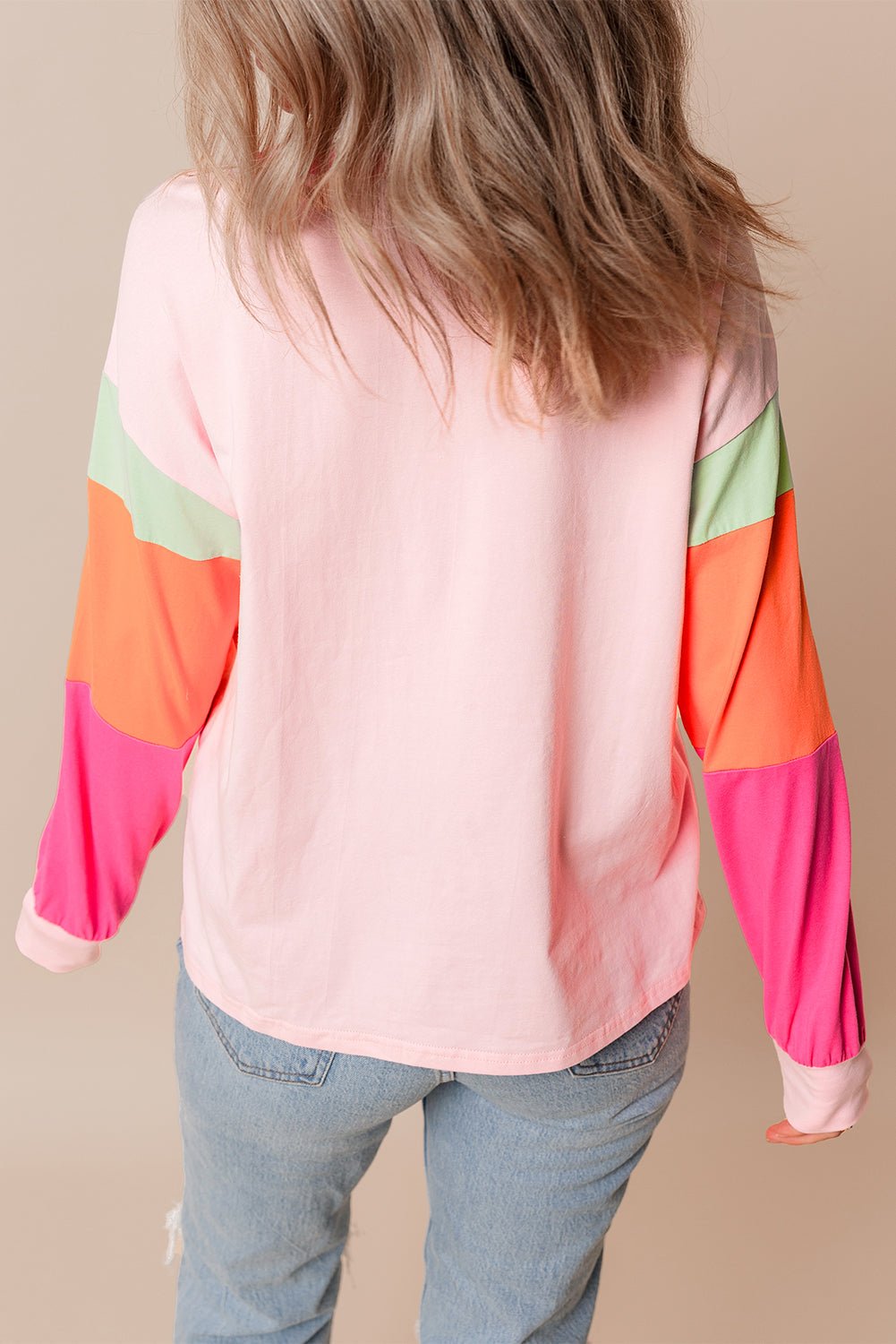 Colorblock Patchwork Long Sleeve Top - Rooted & Reckless Co.