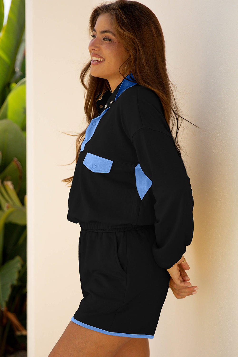 Colorblock Patchwork Pullover and Shorts Set - Rooted & Reckless Co.