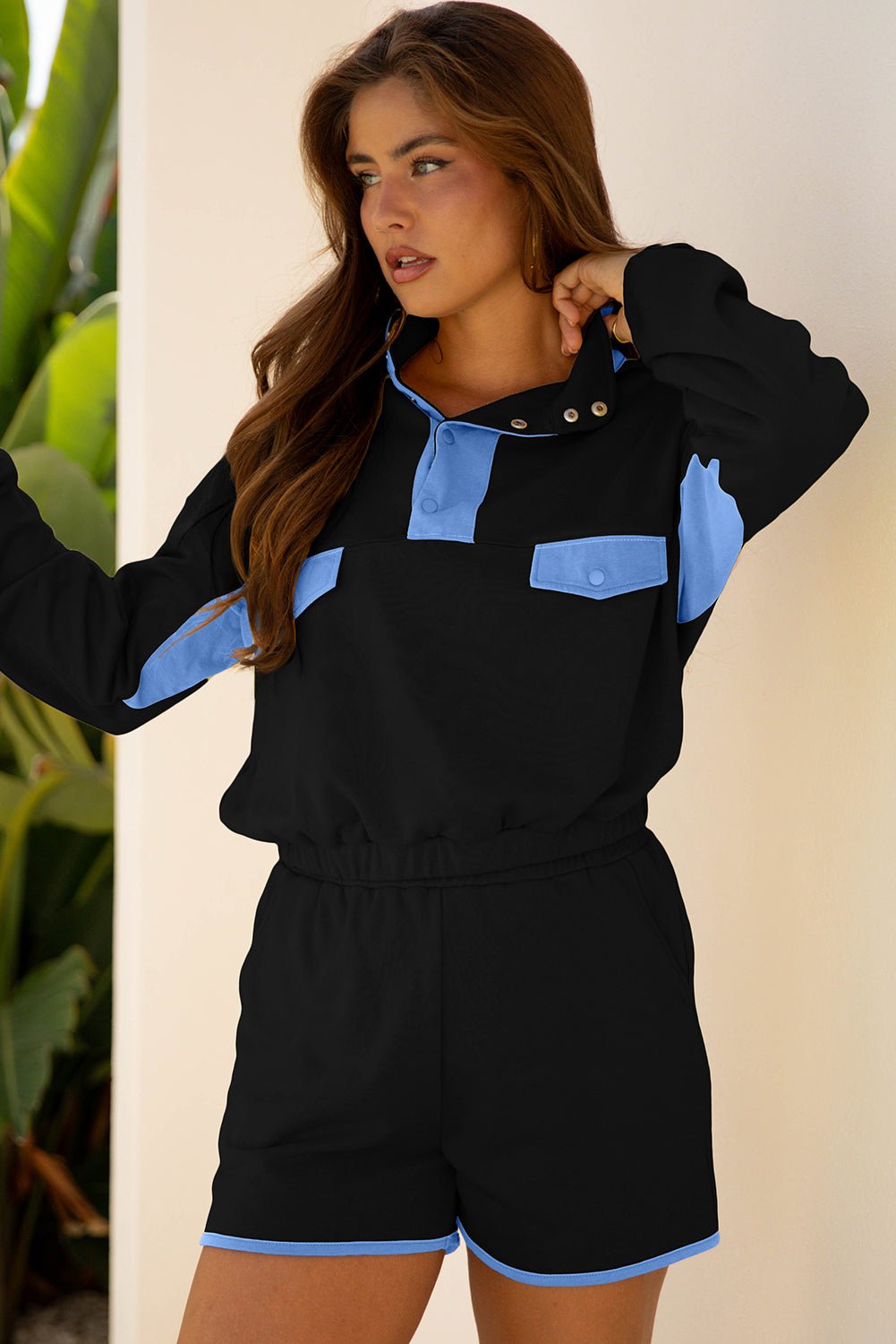 Colorblock Patchwork Pullover and Shorts Set - Rooted & Reckless Co.