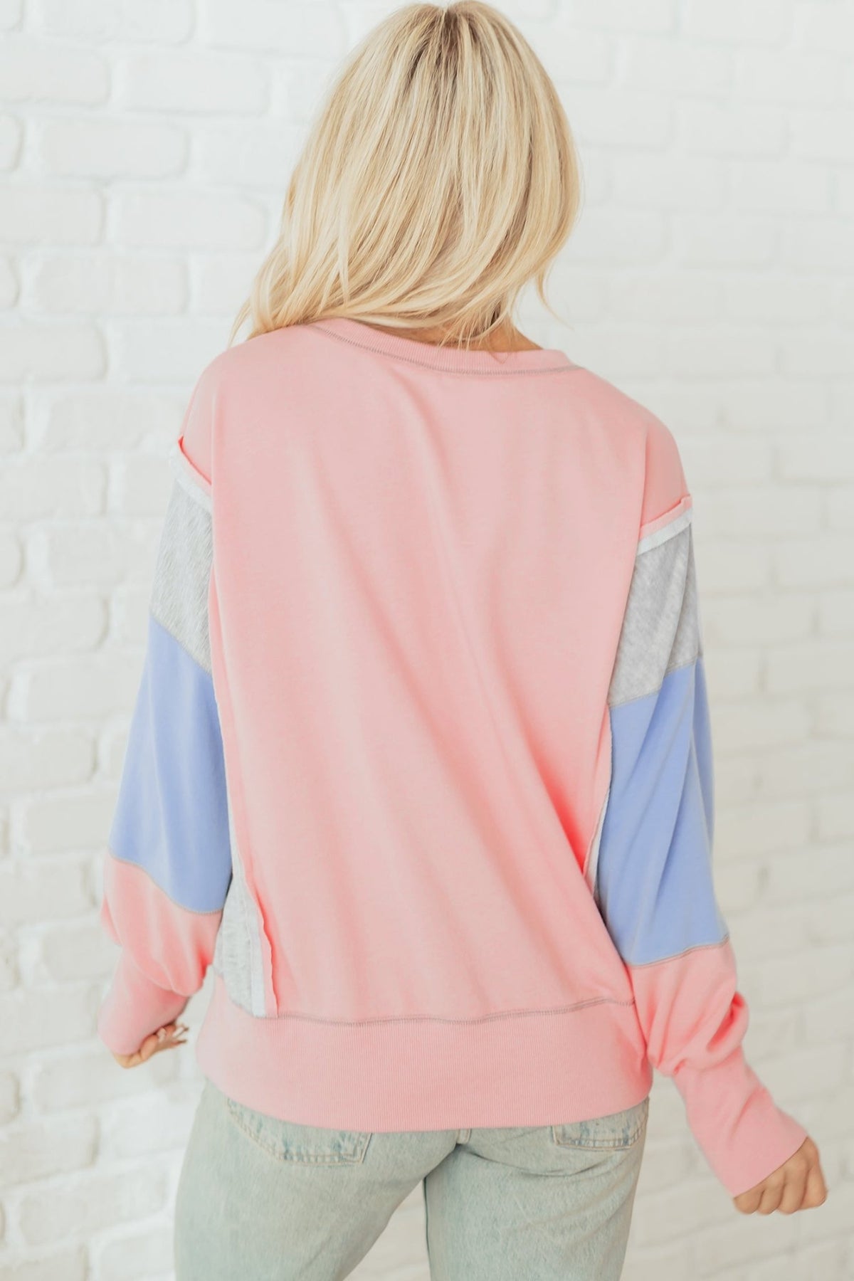 Colorblock Patchwork Reverse Seam Sweatshirt - Rooted & Reckless Co.