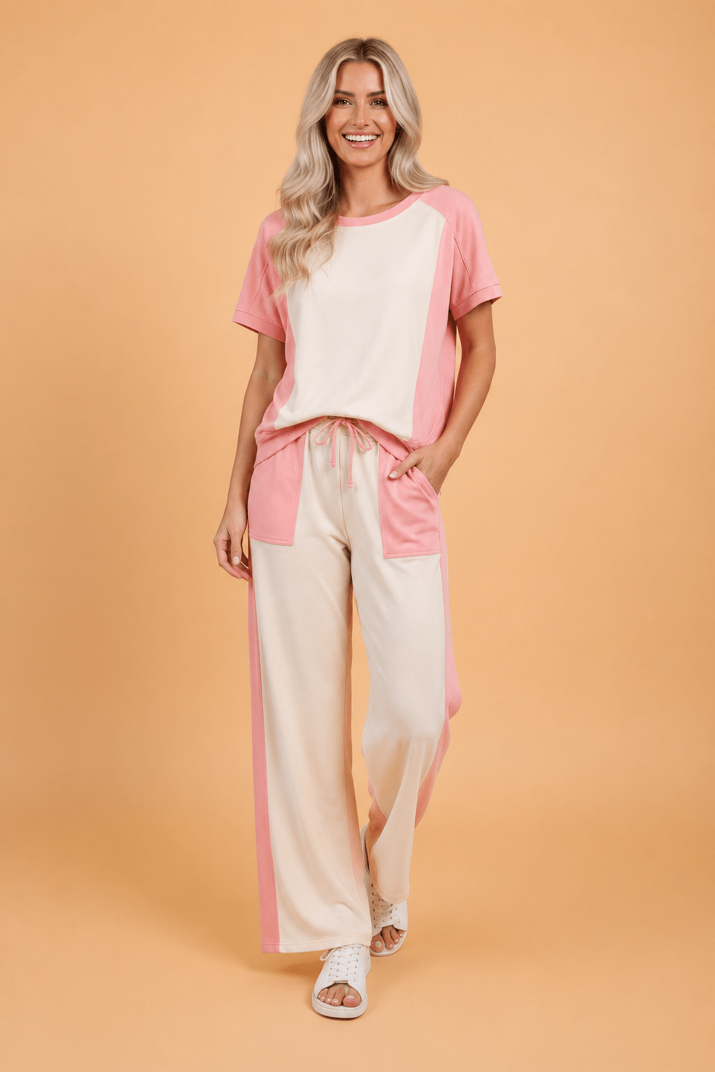 Colorblock Patchwork Tee & Drawstring Pant Set - Rooted & Reckless Co.