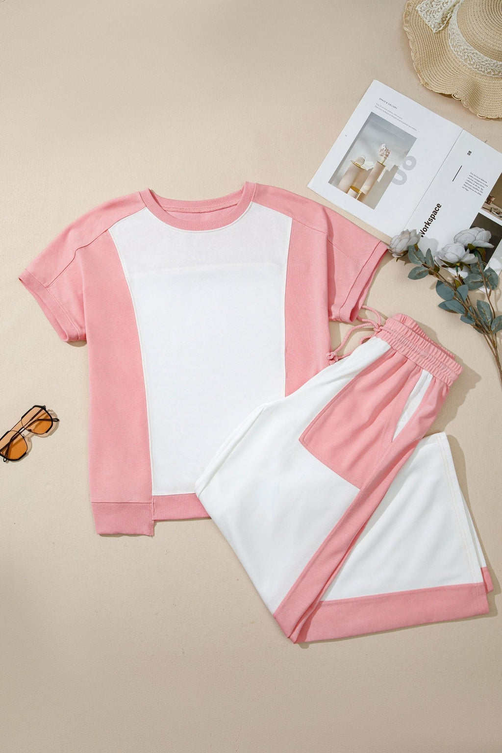 Colorblock Patchwork Tee & Drawstring Pant Set - Rooted & Reckless Co.