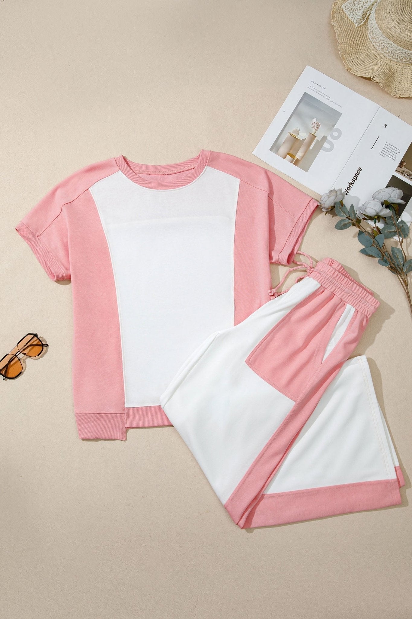 Colorblock Patchwork Tee & Drawstring Pant Set - Rooted & Reckless Co.