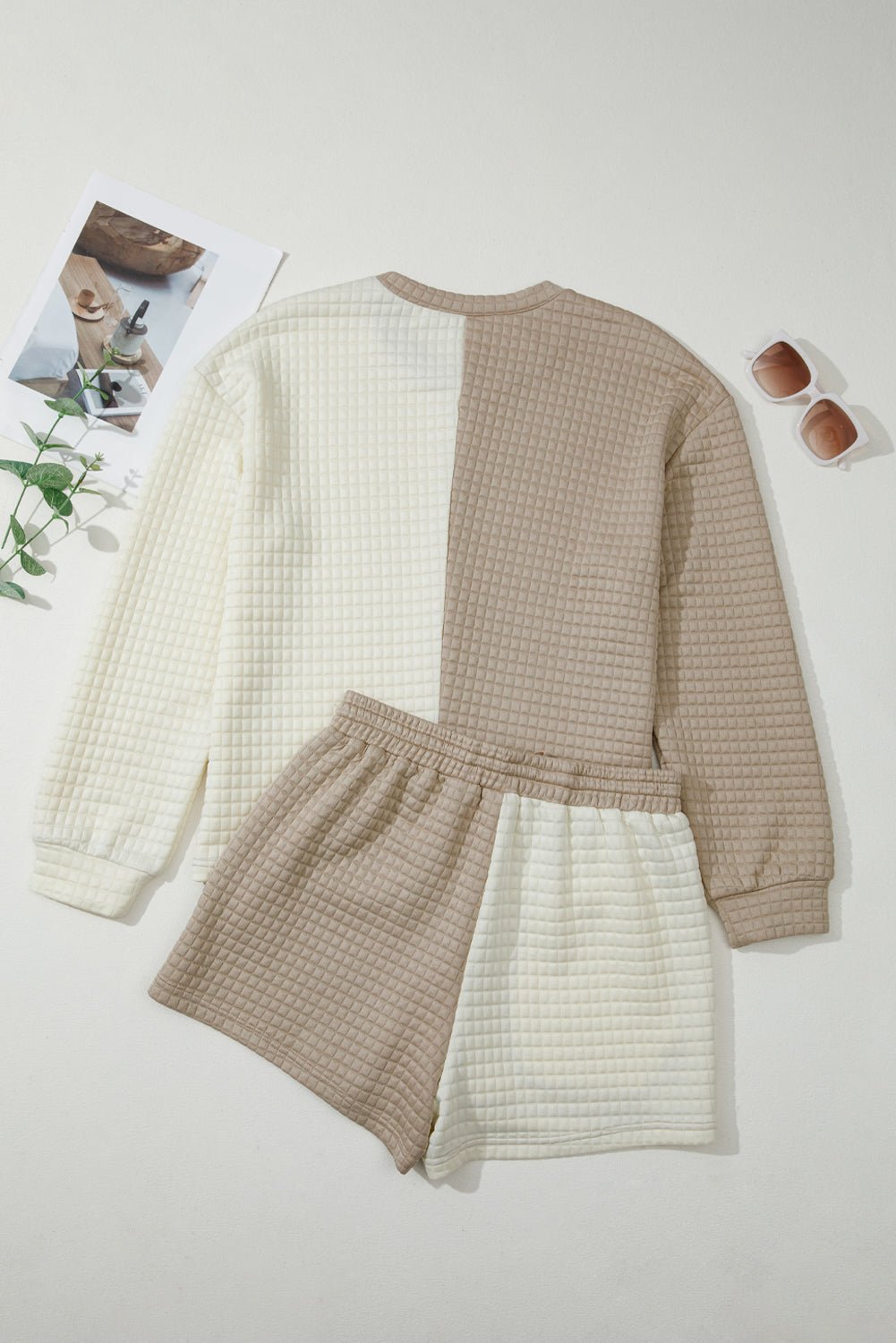 Colorblock Patchwork Textured Top and Short Set - Rooted & Reckless Co.