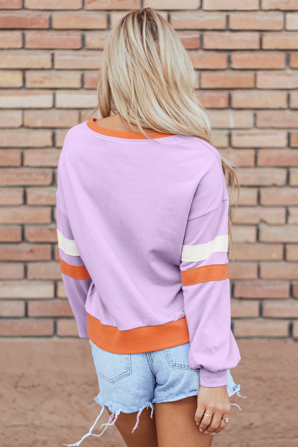 Colorblock Patchwork V-Neck Drop Shoulder Sweatshirt - Rooted & Reckless Co.