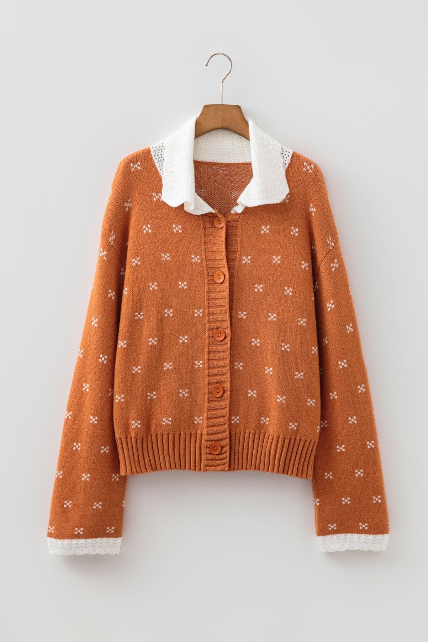 Colorblock Peter Pan Collar Long Sleeve Buttoned Cardigan - Rooted & Reckless Co.