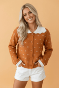 Colorblock Peter Pan Collar Long Sleeve Buttoned Cardigan - Rooted & Reckless Co.