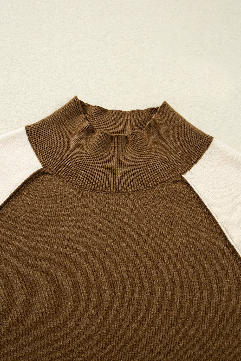 Colorblock Raglan Puff Sleeve Mock Neck Sweater - Rooted & Reckless Co.