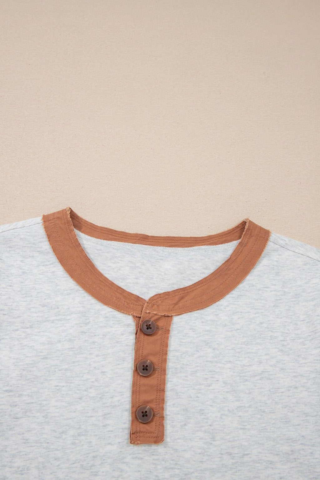 Colorblock Raw Seam Buttoned Henley Tee - Rooted & Reckless Co.