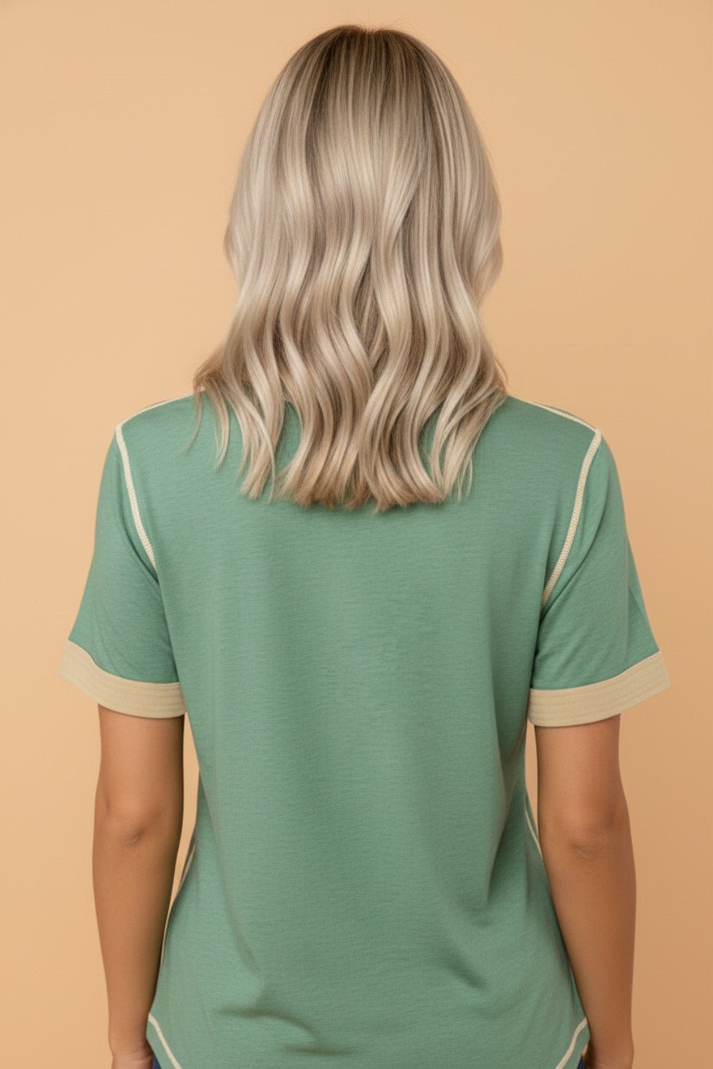 Colorblock Raw Seam Buttoned Henley Tee - Rooted & Reckless Co.