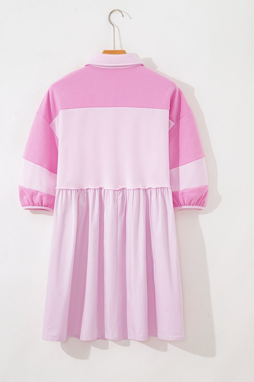 Colorblock Raw Seam Buttoned Polo Collar Dress - Rooted & Reckless Co.