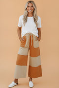 Colorblock Raw Seam Wide Leg Ankle Length Pants - Rooted & Reckless Co.