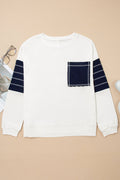 Colorblock Reverse Seam Patch Pocket Drop Shoulder Sweatshirt - Rooted & Reckless Co.