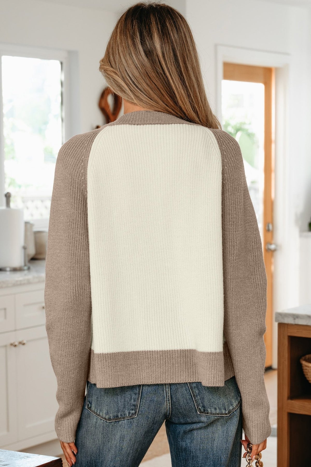 Colorblock Ribbed Knit Buttoned Sweater Cardigan - Rooted & Reckless Co.