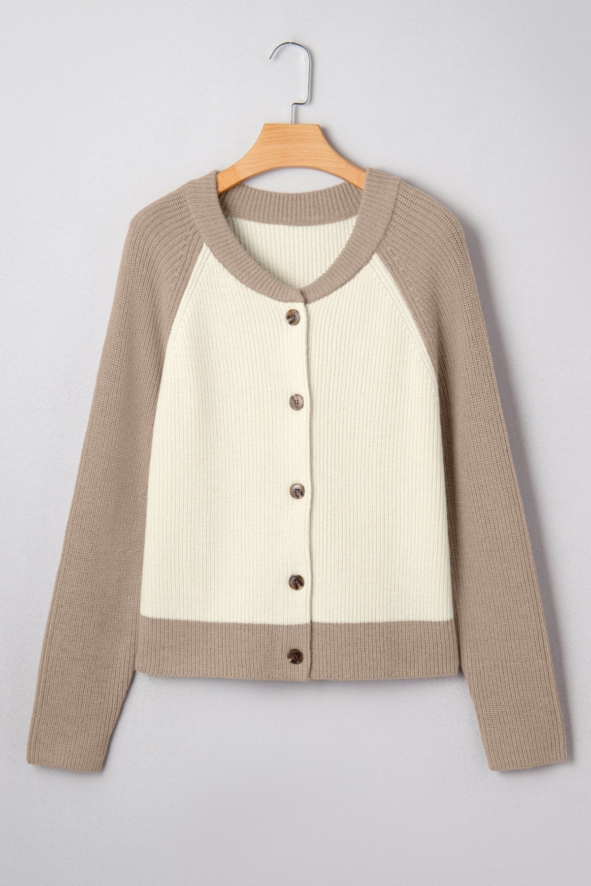 Colorblock Ribbed Knit Buttoned Sweater Cardigan - Rooted & Reckless Co.