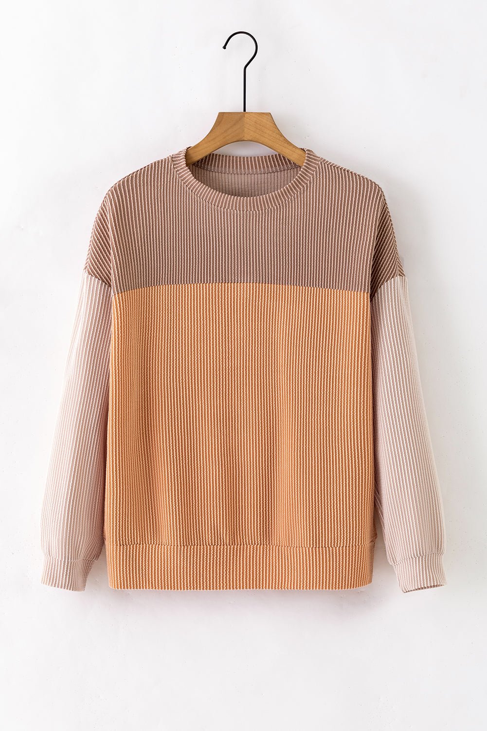 Colorblock Ribbed Long Sleeve Top - Rooted & Reckless Co.