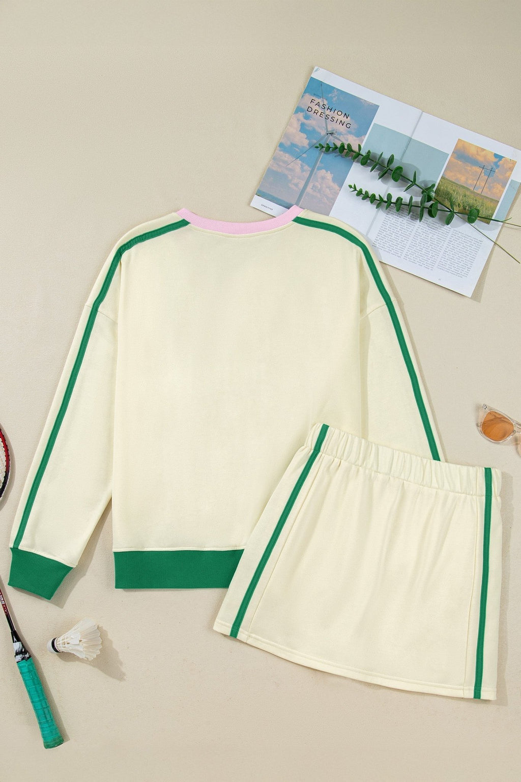 Colorblock Ribbed V-Neck & Skort Athleisure Set - Rooted & Reckless Co.