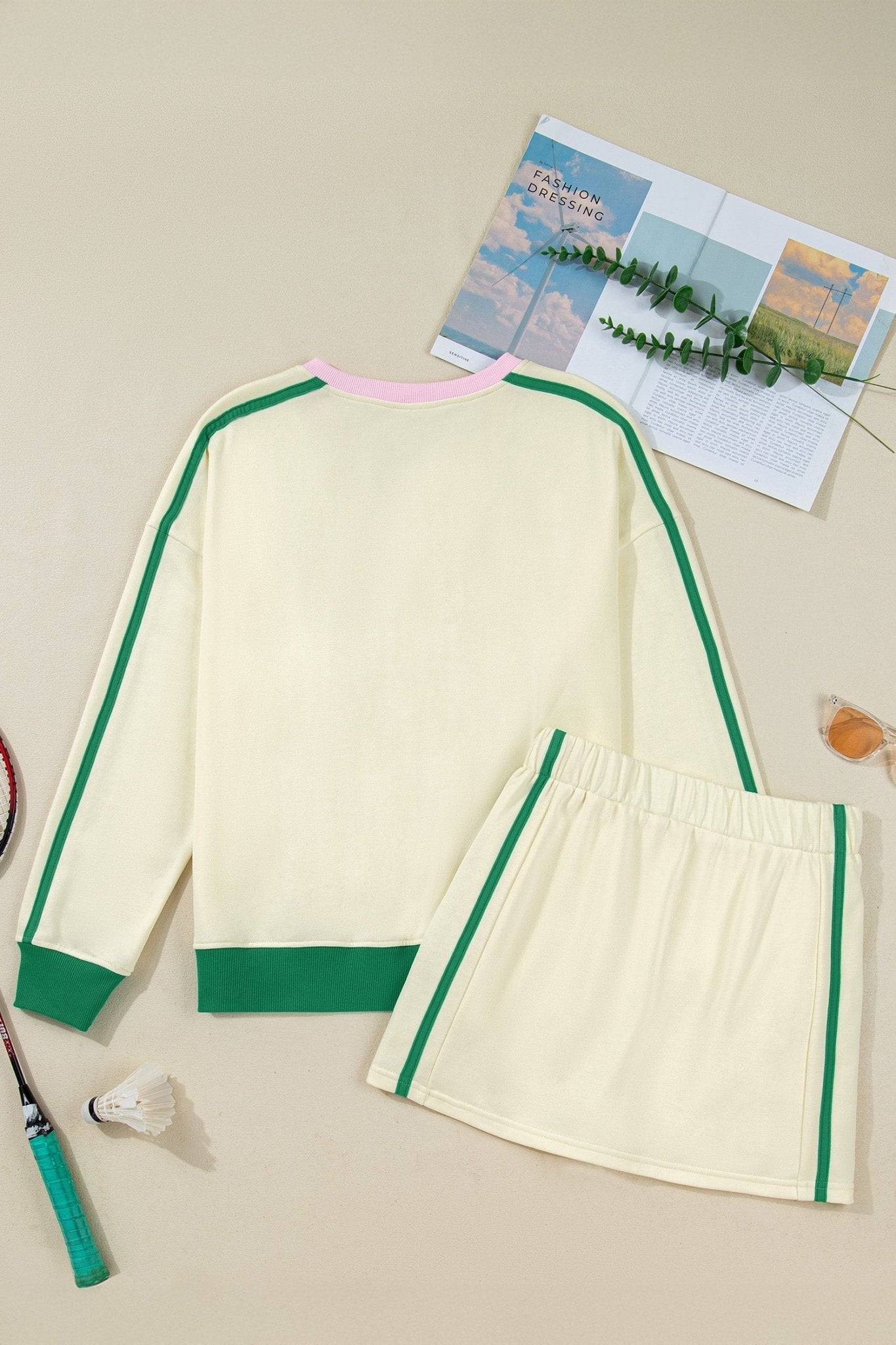 Colorblock Ribbed V-Neck & Skort Athleisure Set - Rooted & Reckless Co.