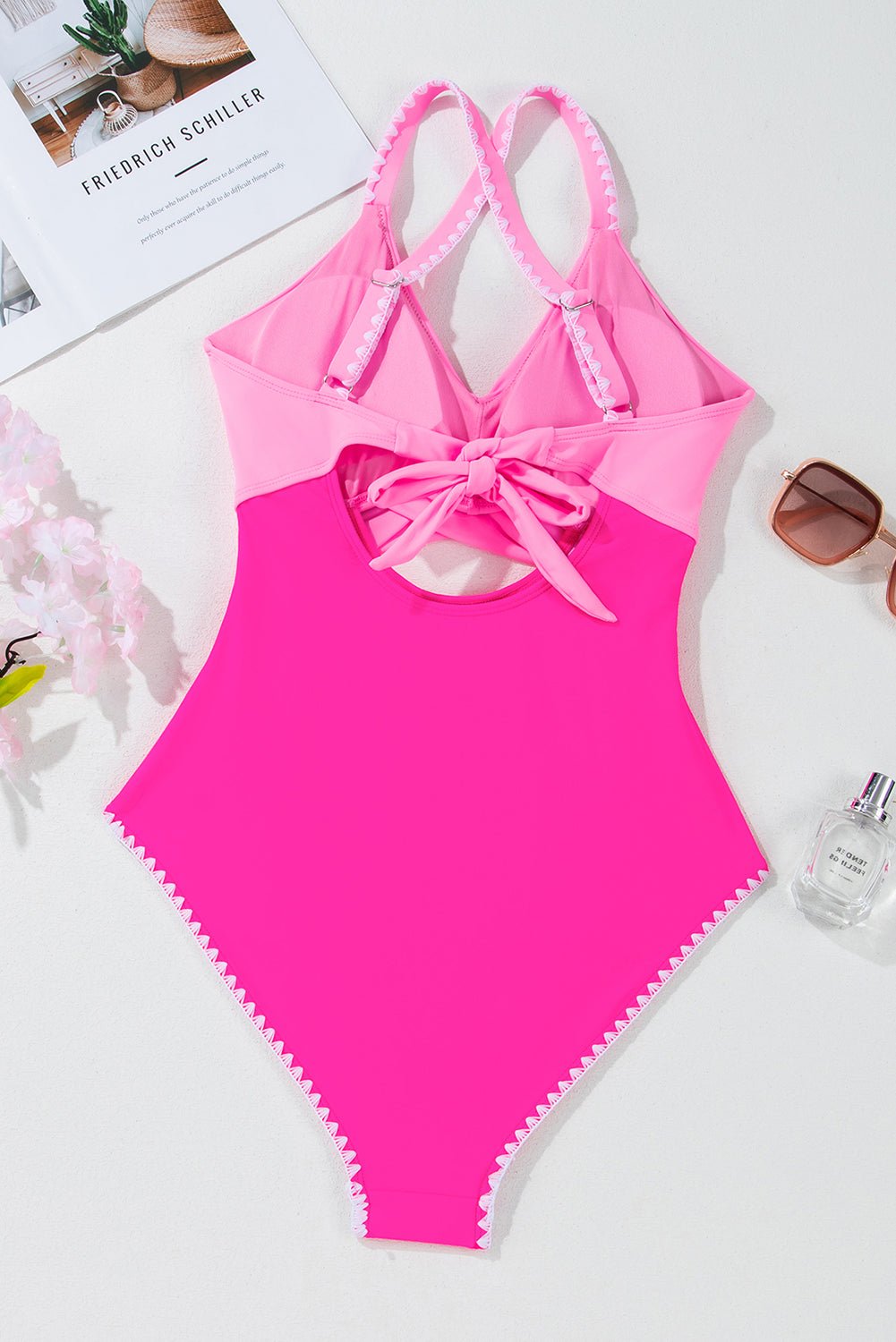 Colorblock Ric-Rac Trim Cutout Swimsuit - Rooted & Reckless Co.