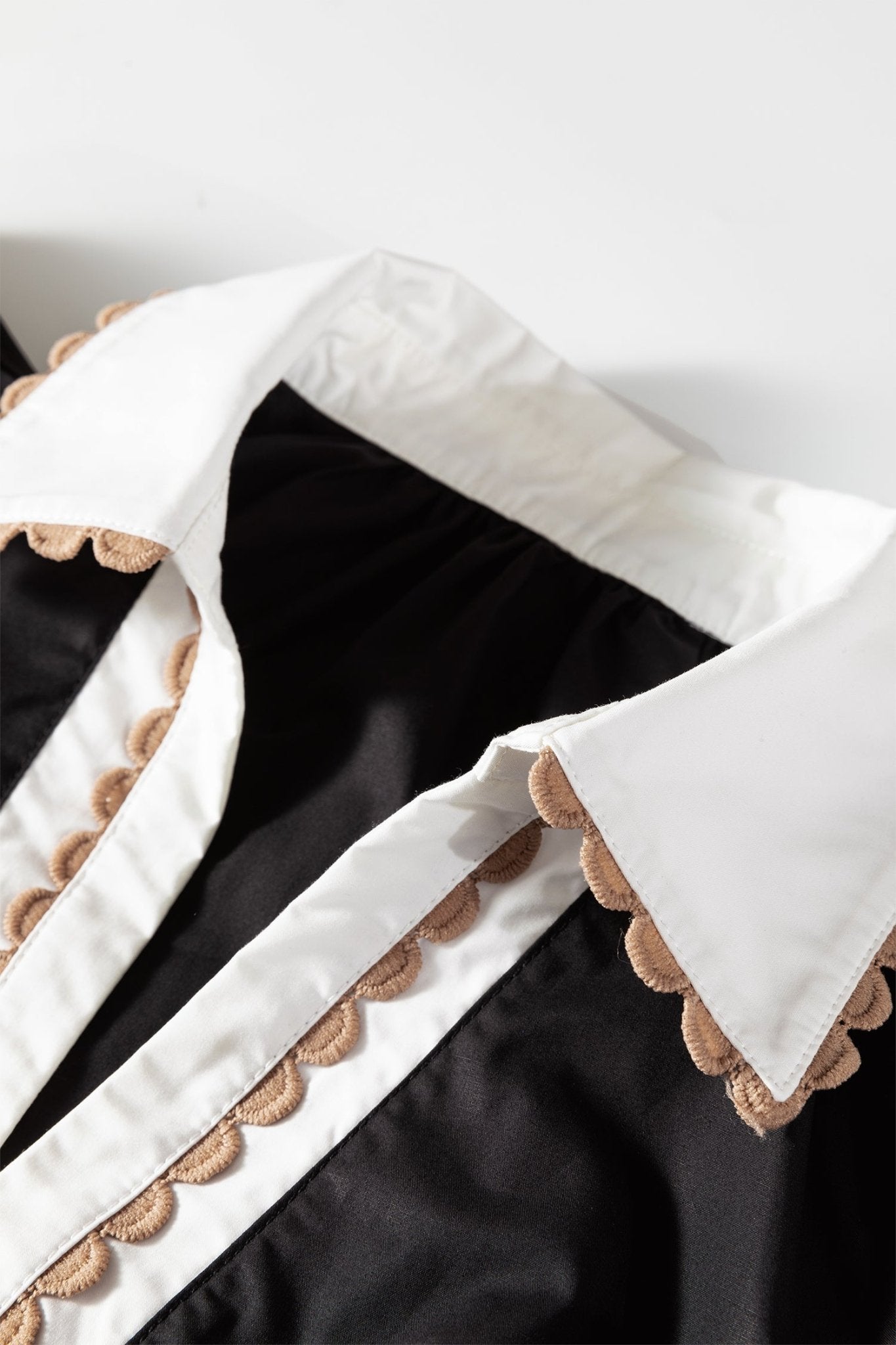 Colorblock Ricrac Trim Collared Short Sleeve Blouse - Rooted & Reckless Co.