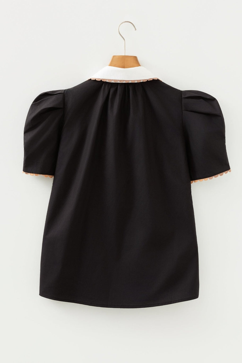 Colorblock Ricrac Trim Collared Short Sleeve Blouse - Rooted & Reckless Co.