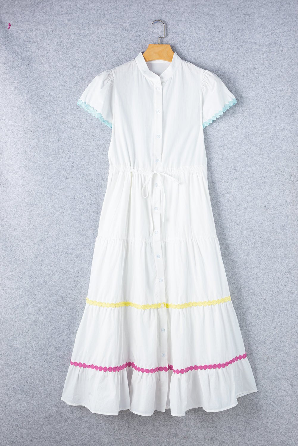 Colorblock Ricrac Trim Drawstring Waist Dress - Rooted & Reckless Co.