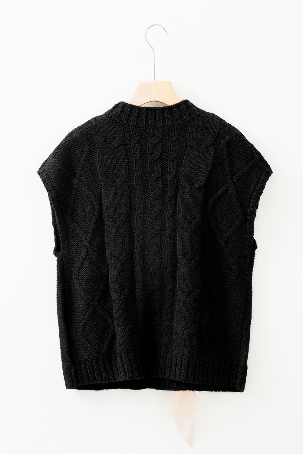 Colorblock Satin Bow Cable Knit Short Sleeve Sweater - Rooted & Reckless Co.