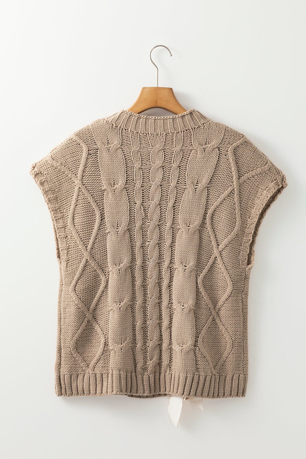 Colorblock Satin Bow Cable Knit Short Sleeve Sweater - Rooted & Reckless Co.