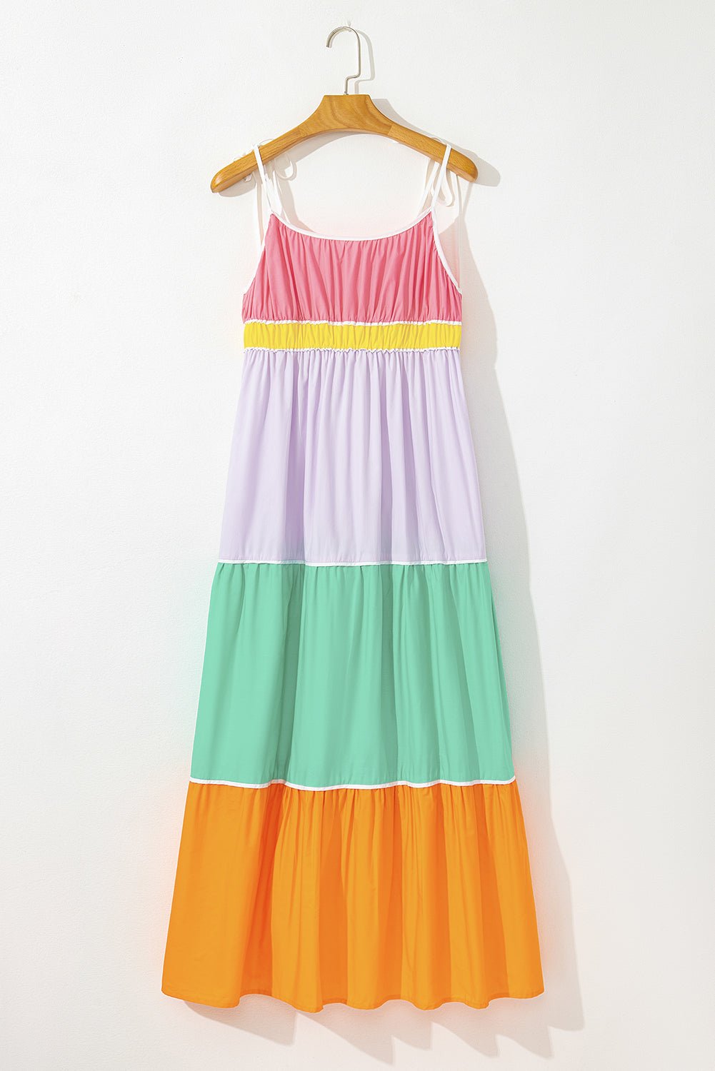 Colorblock Self-Tie Straps Pocketed Flowy Maxi Dress - Rooted & Reckless Co.
