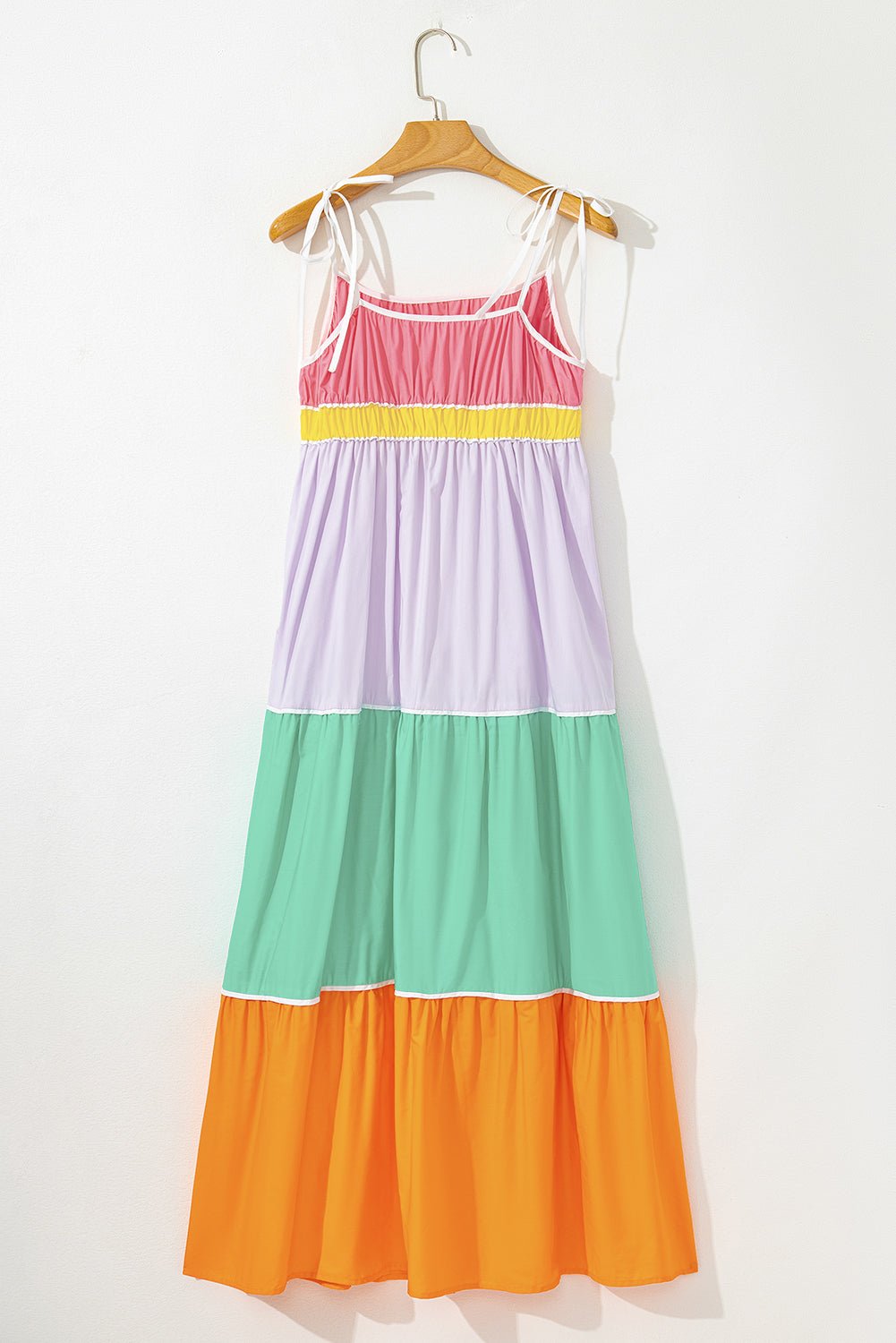 Colorblock Self-Tie Straps Pocketed Flowy Maxi Dress - Rooted & Reckless Co.