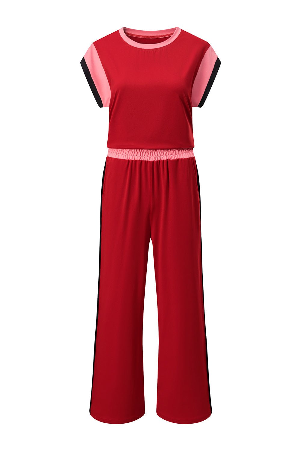 Colorblock Short Sleeve Top & Wide Leg Pants Set - Rooted & Reckless Co.