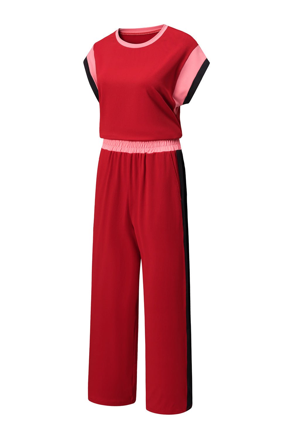 Colorblock Short Sleeve Top & Wide Leg Pants Set - Rooted & Reckless Co.