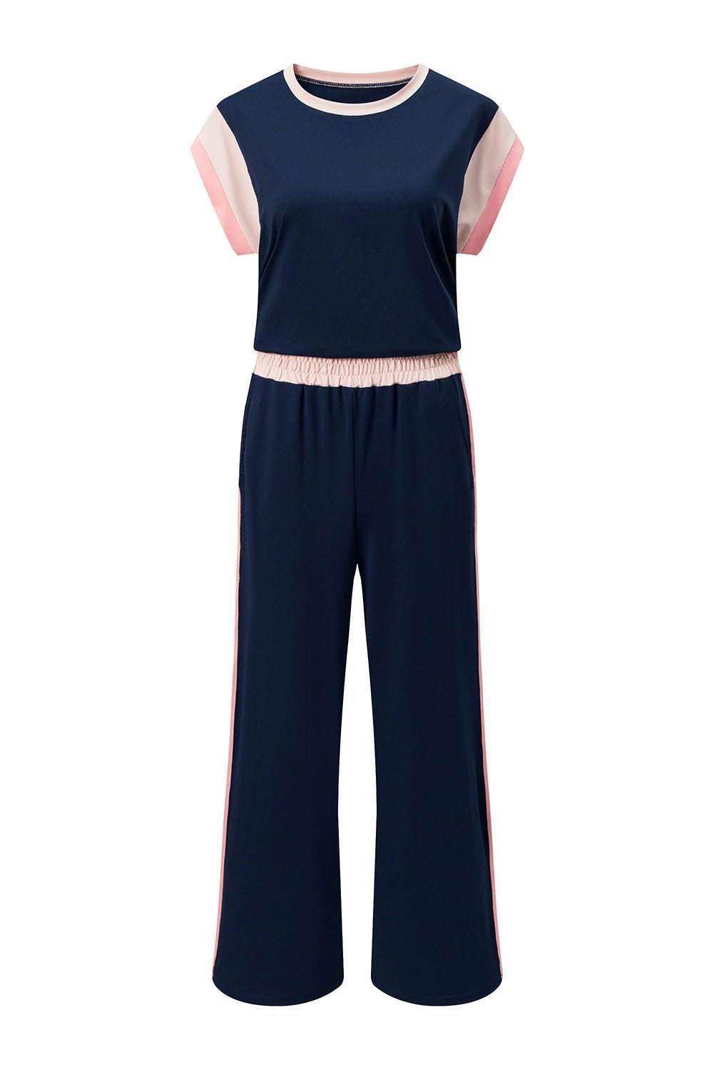 Colorblock Short Sleeve Top & Wide Leg Pants Set - Rooted & Reckless Co.