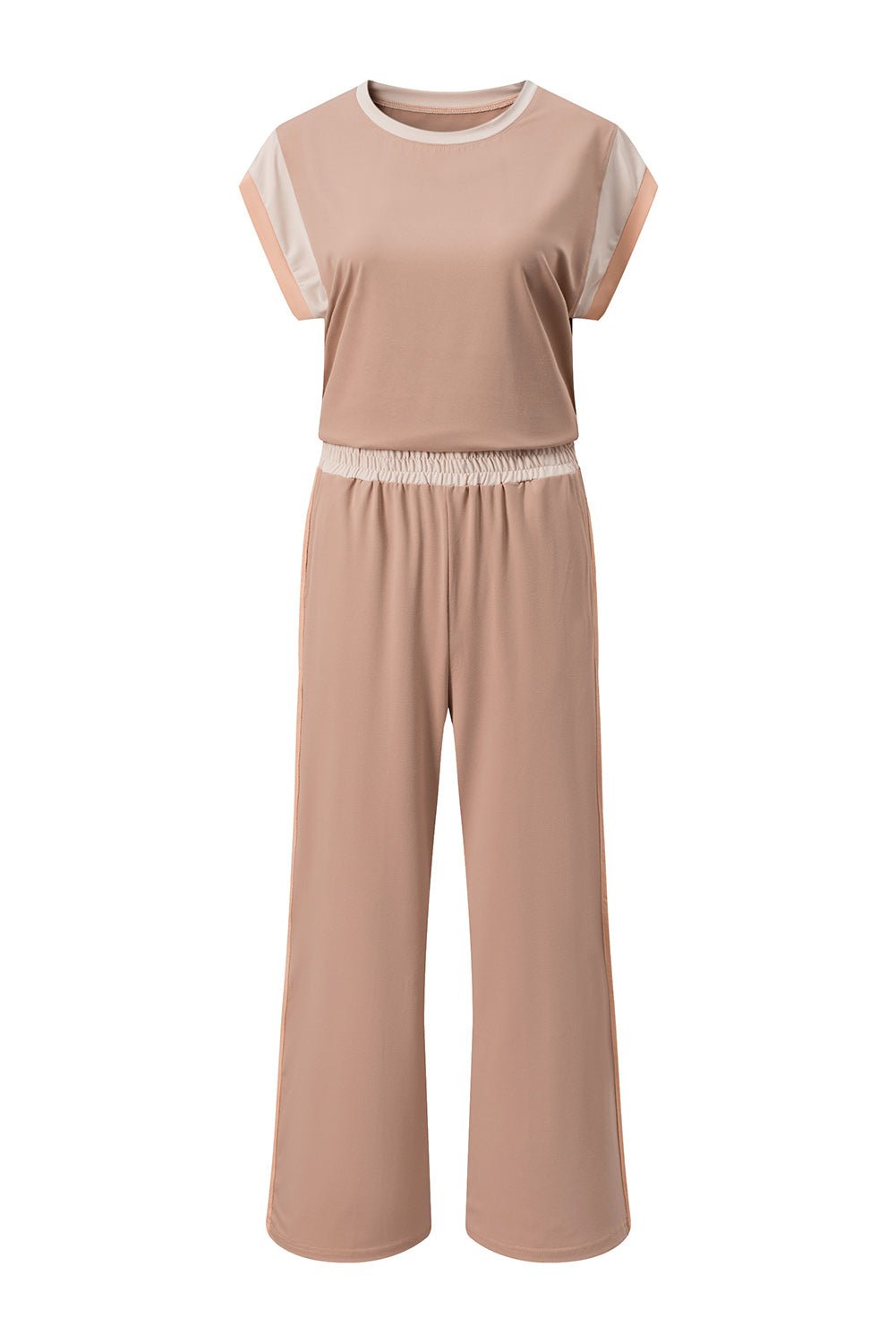Colorblock Short Sleeve Top & Wide Leg Pants Set - Rooted & Reckless Co.