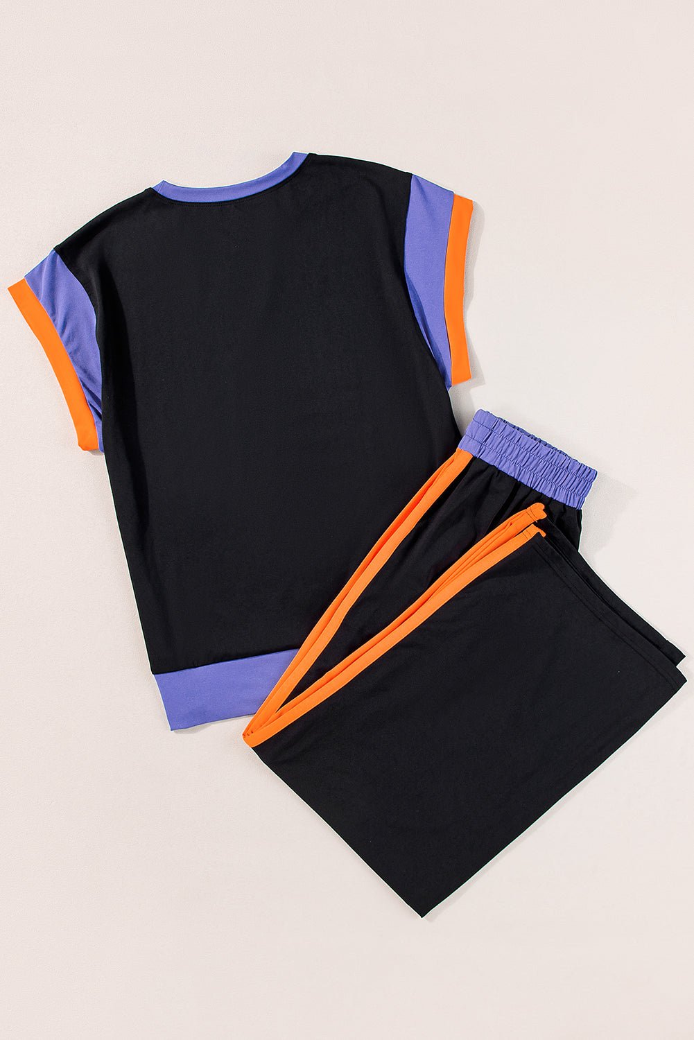 Colorblock Short Sleeve Top & Wide Leg Pants Set - Rooted & Reckless Co.