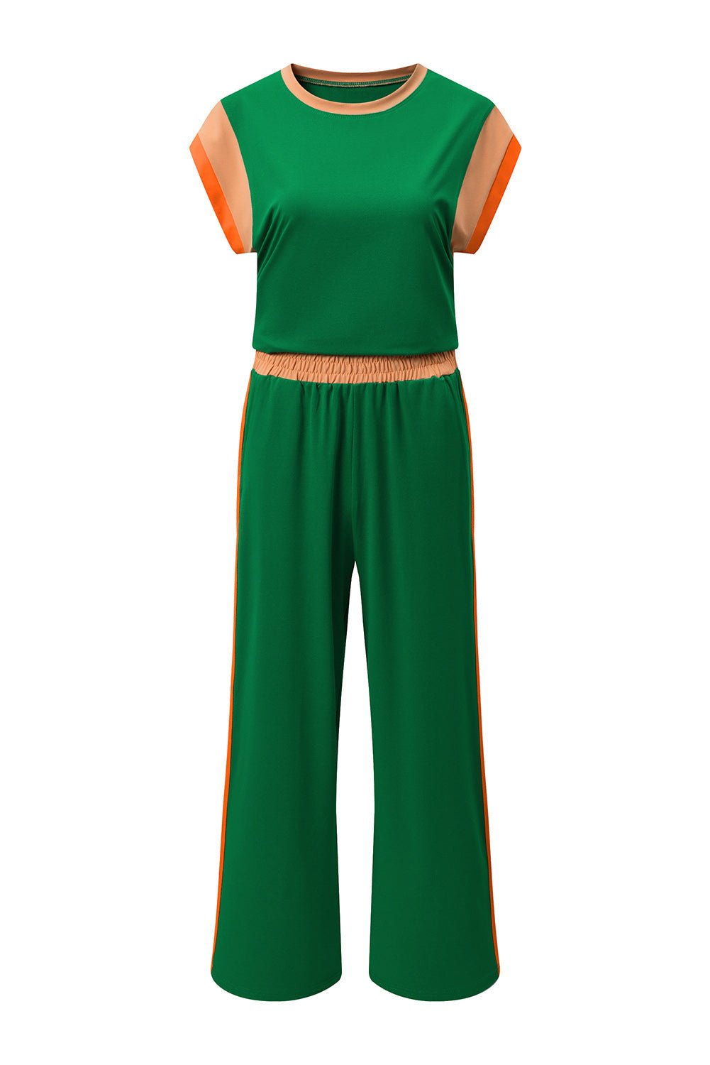 Colorblock Short Sleeve Top & Wide Leg Pants Set - Rooted & Reckless Co.
