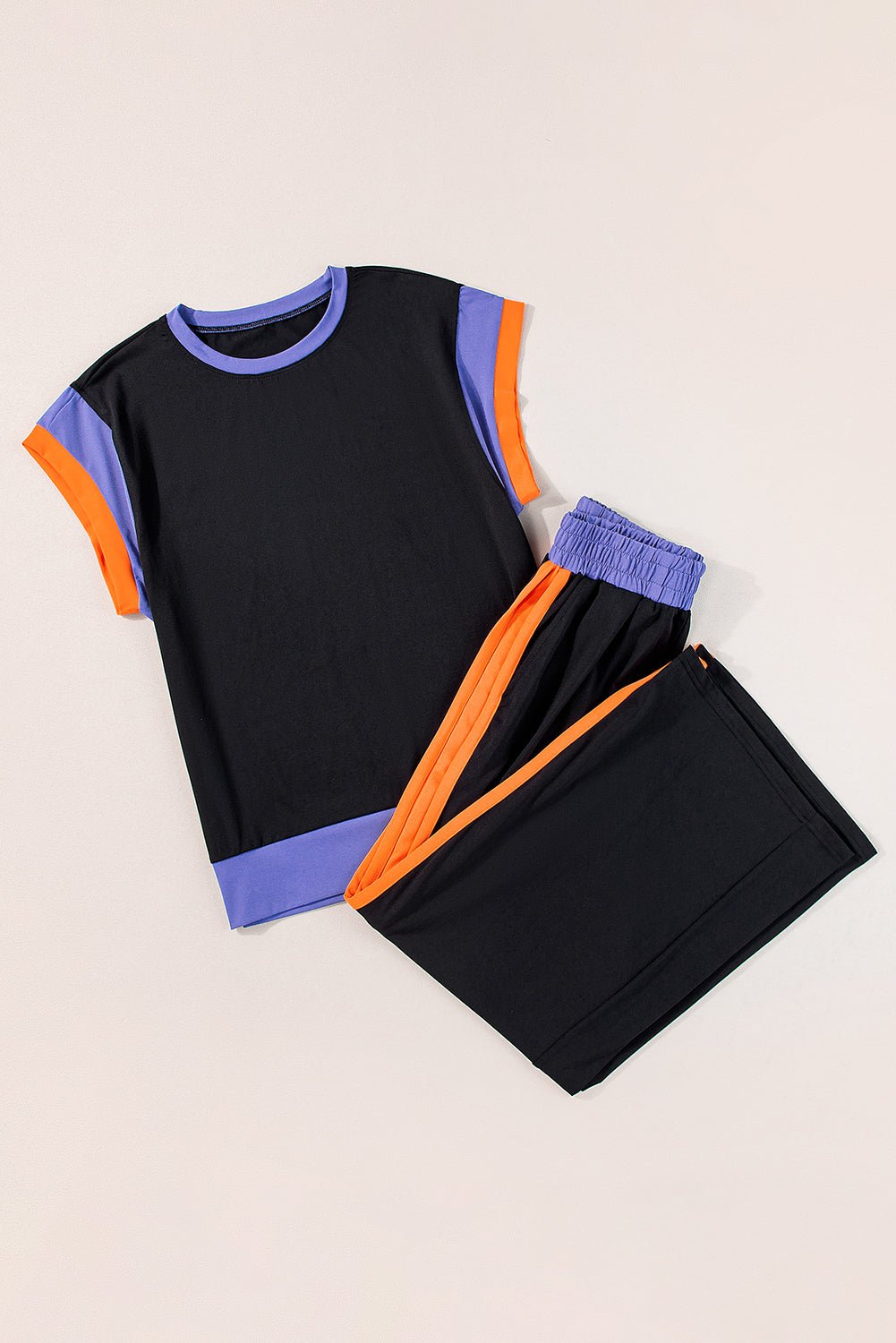 Colorblock Short Sleeve Top & Wide Leg Pants Set - Rooted & Reckless Co.