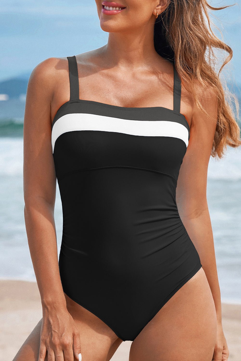 Colorblock Square Neckline One-Piece Swimsuit - Rooted & Reckless Co.