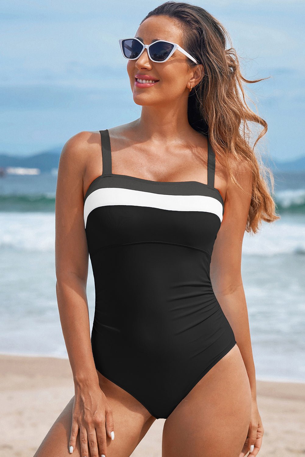 Colorblock Square Neckline One-Piece Swimsuit - Rooted & Reckless Co.
