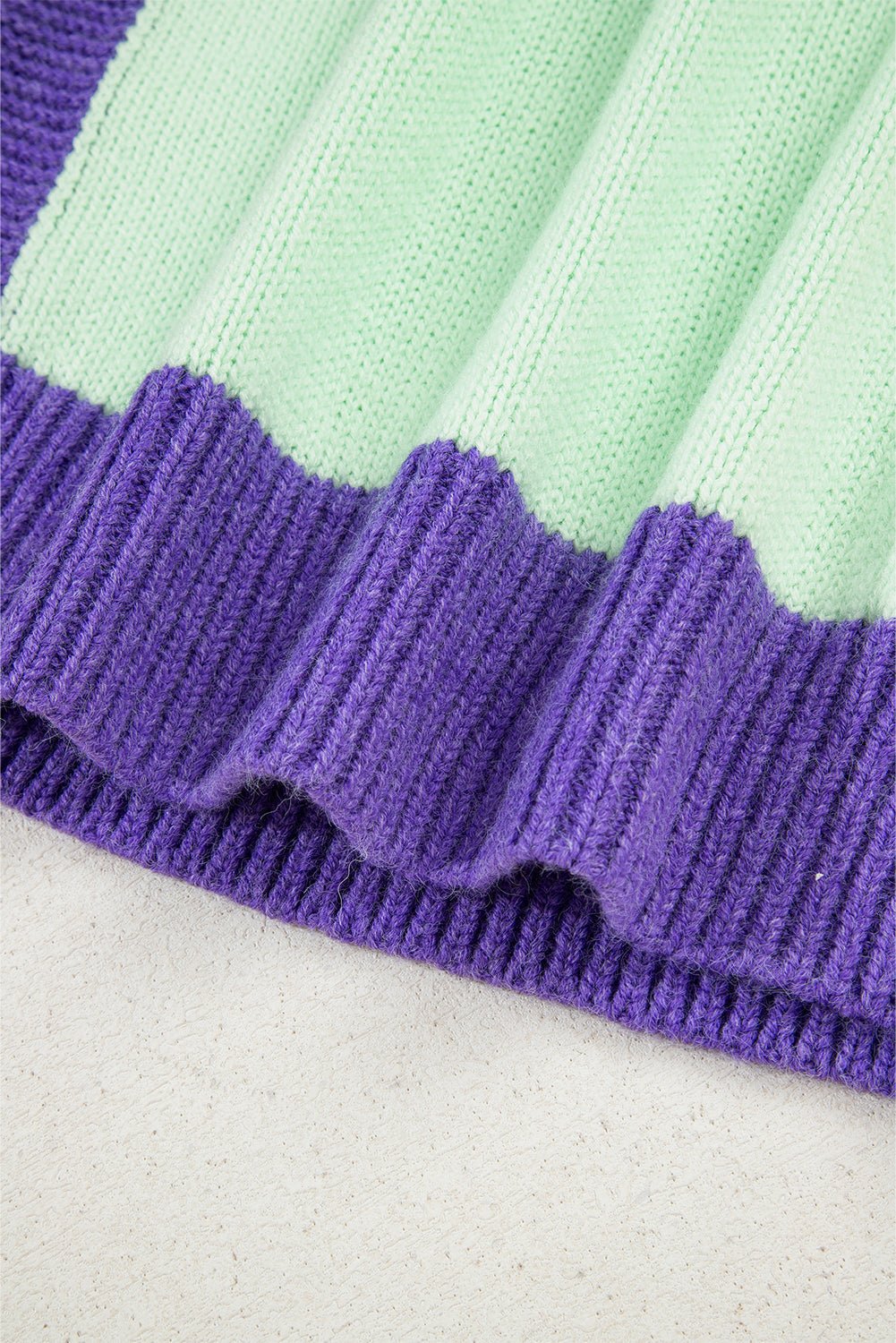 Colorblock Stitched V-Neck Drop Shoulder Sweater - Rooted & Reckless Co.