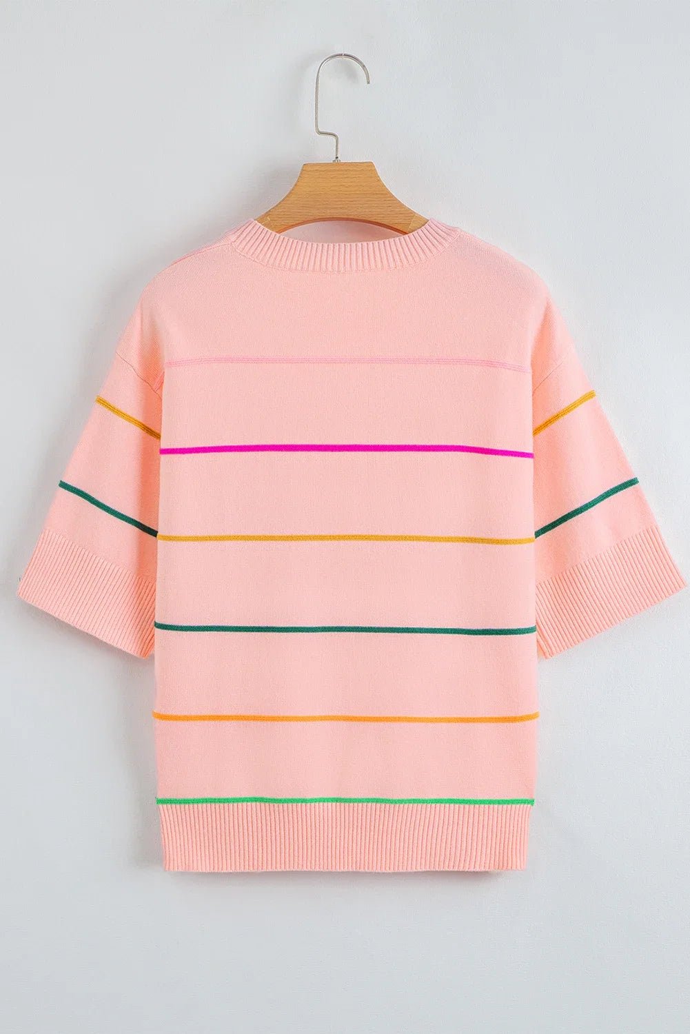 Colorblock Stripe 3/4 Sleeve Drop Shoulder Sweater - Rooted & Reckless Co.