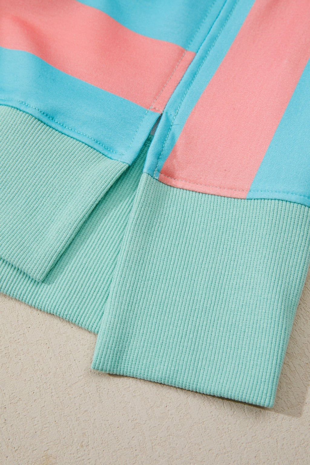 Colorblock Stripe Buttoned Collar Side Slit Top - Rooted & Reckless Co.