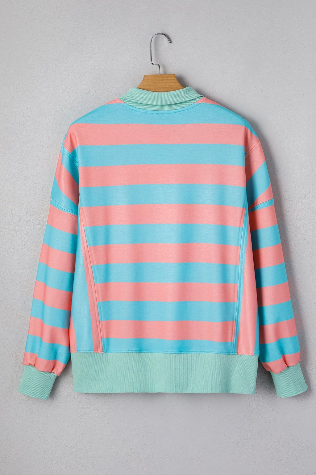 Colorblock Stripe Buttoned Collar Side Slit Top - Rooted & Reckless Co.