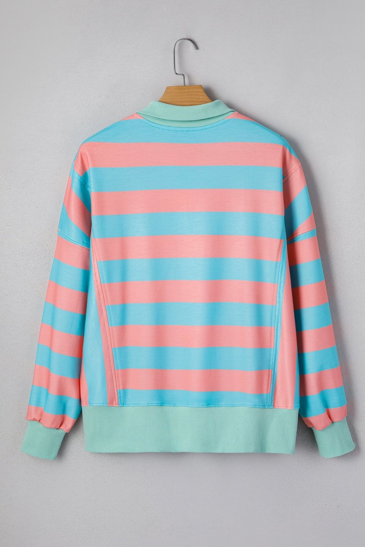 Colorblock Stripe Buttoned Collar Side Slit Top - Rooted & Reckless Co.