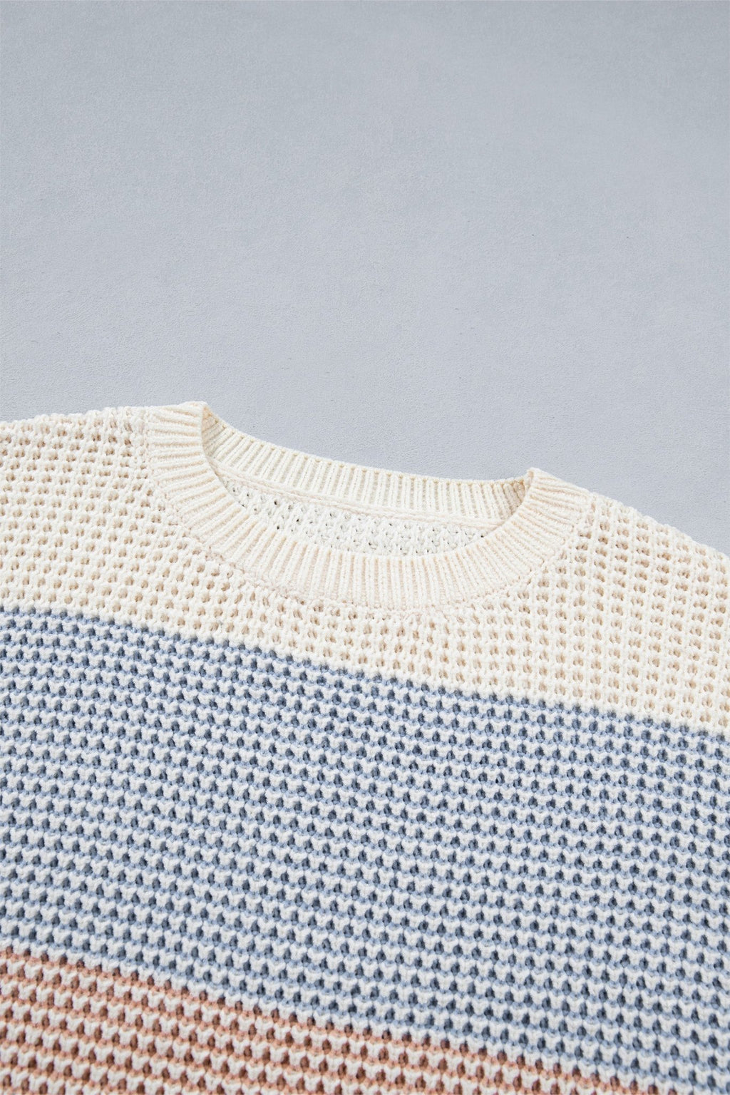 Colorblock Stripe Drop Shoulder Round Neck Sweater - Rooted & Reckless Co.